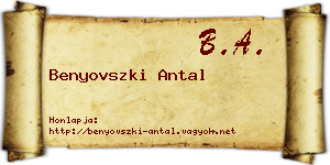 Benyovszki Antal névjegykártya